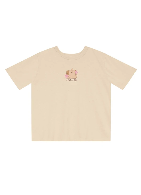 Brandili - Blusa Infantil Menina de Capivara Bege 5