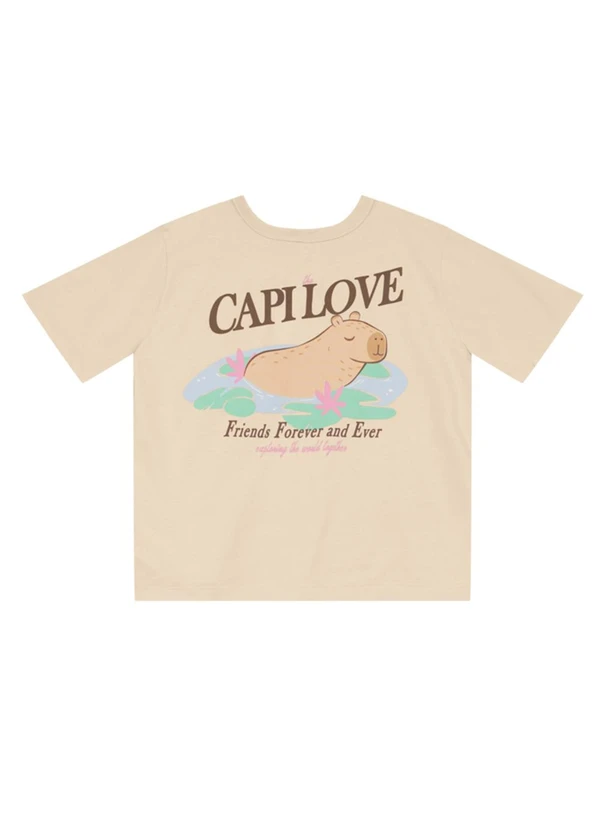 Brandili - Blusa Infantil Menina de Capivara Bege 6