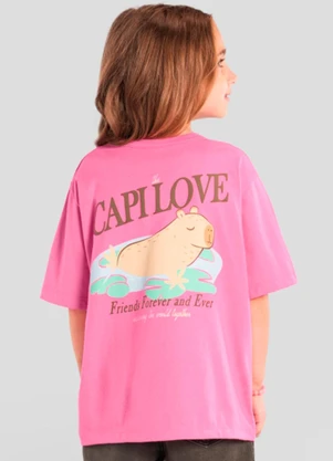 Brandili - Blusa Infantil Menina de Capivara Rosa - BRANDILI