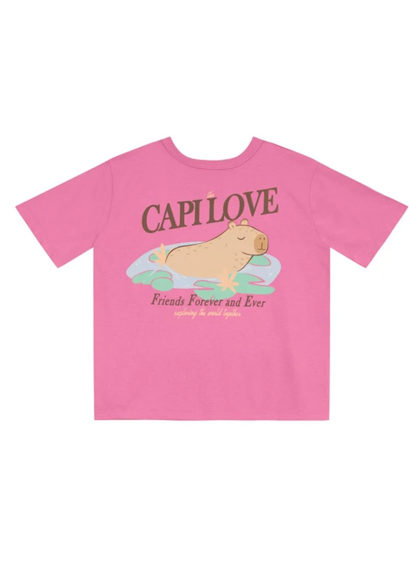 Brandili - Blusa Infantil Menina de Capivara Rosa 6
