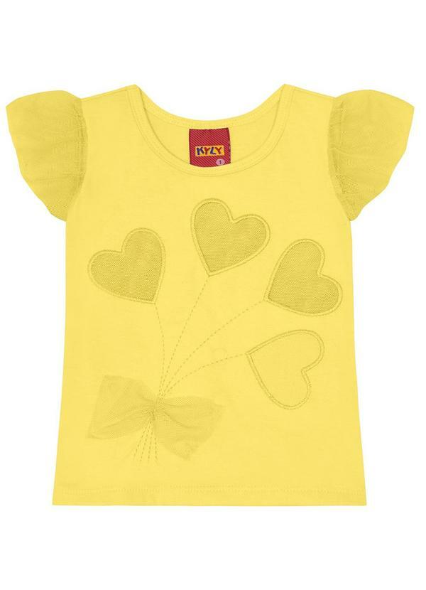 Kyly - Blusa Infantil Menina de Corações Amarelo