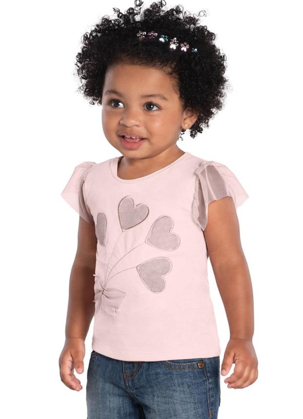 Kyly - Blusa Infantil Menina de Corações Rosa
