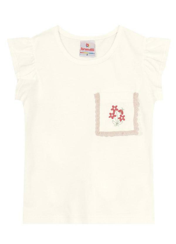Brandili - Blusa Infantil Menina de Flores Bege