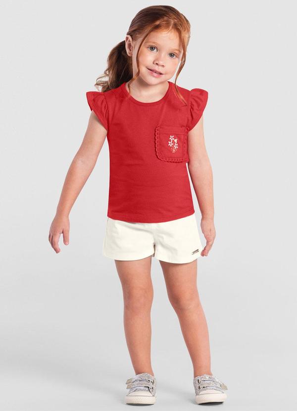 Brandili - Blusa Infantil Menina de Flores Vermelho 2