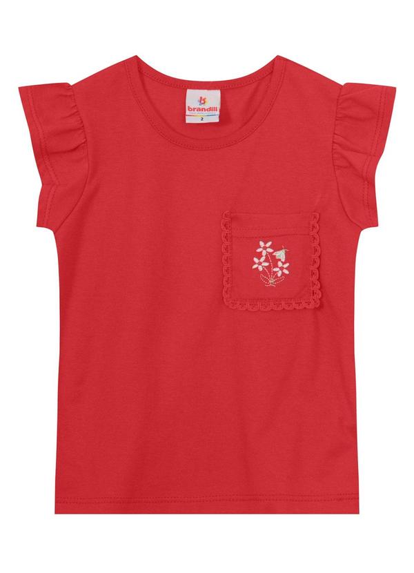 Brandili - Blusa Infantil Menina de Flores Vermelho 3