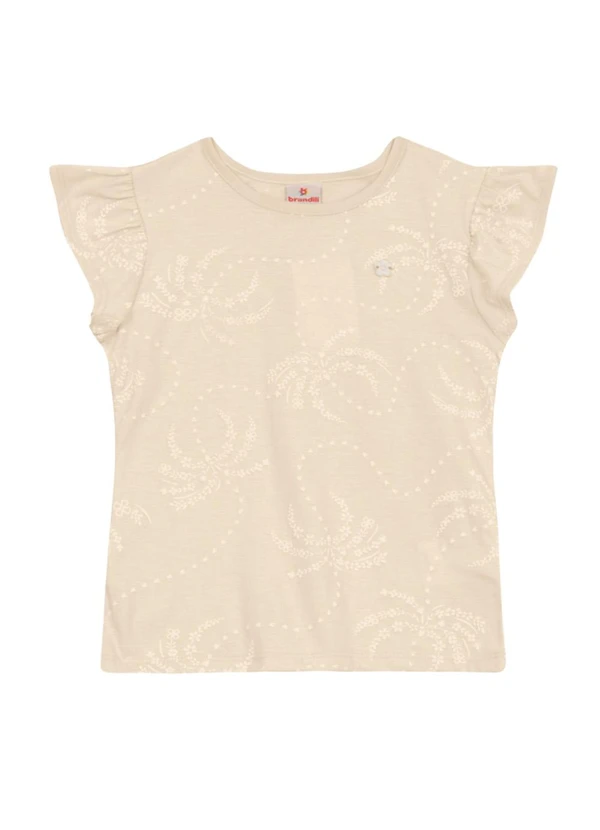Brandili - Blusa Infantil Menina de Florzinhas Bege