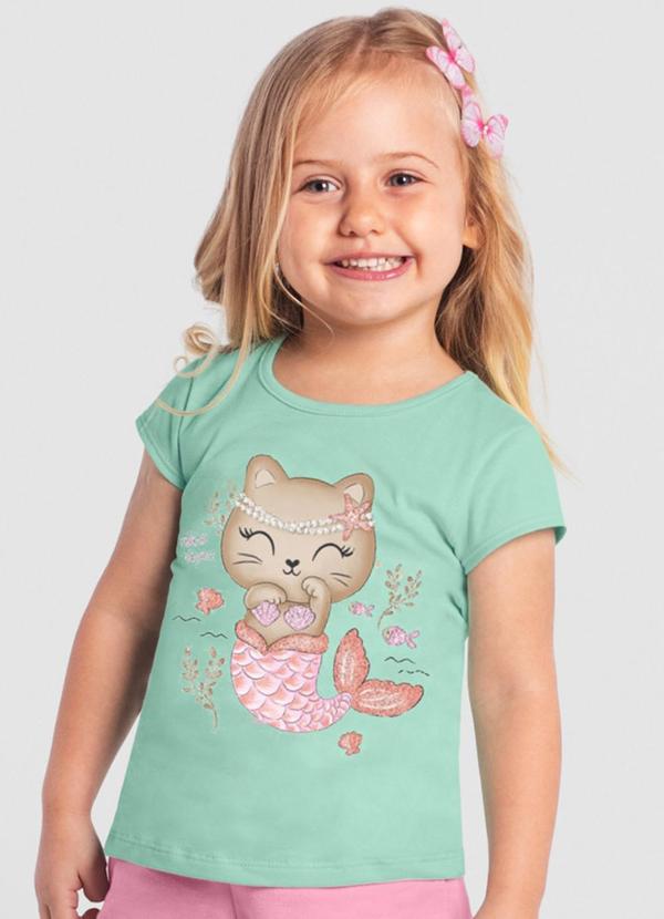Brandili - Blusa Infantil Menina de Gato Sereia Azul 1