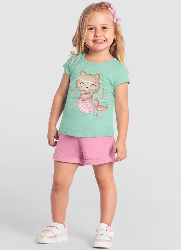 Brandili - Blusa Infantil Menina de Gato Sereia Azul 2