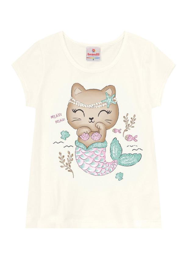 Brandili - Blusa Infantil Menina de Gato Sereia Bege