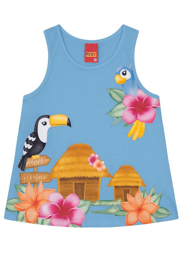 Kyly - Blusa Infantil Menina de Pássaros Azul
