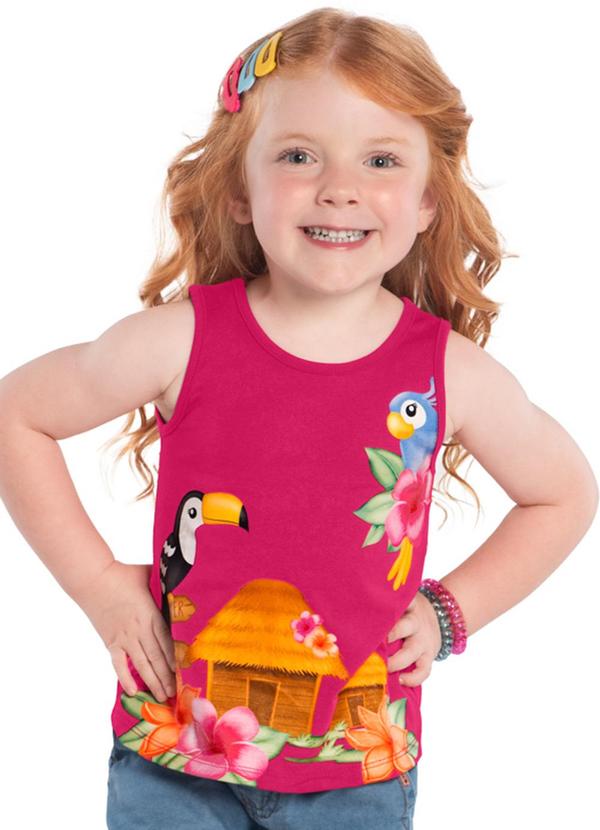 Kyly - Blusa Infantil Menina de Pássaros Pink