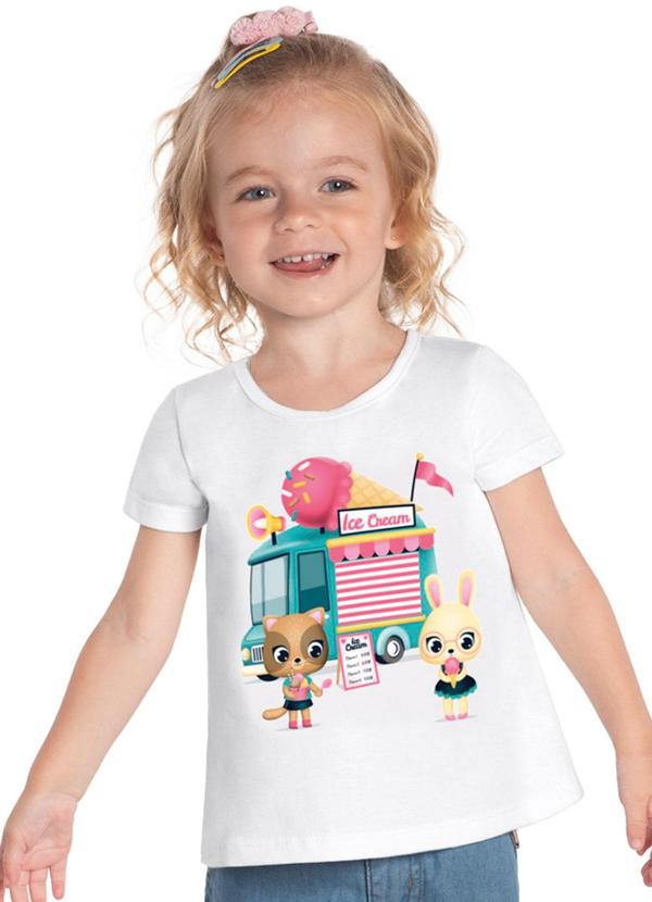 Kyly - Blusa Infantil Menina de Sorvete Branco