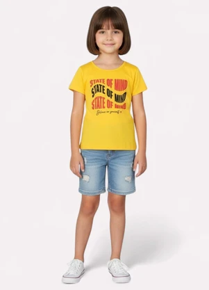 Kyly - Blusa Infantil Menina Decote Redondo Amarelo - KYLY