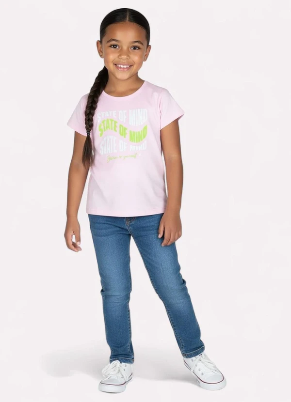 Kyly - Blusa Infantil Menina Decote Redondo Rosa