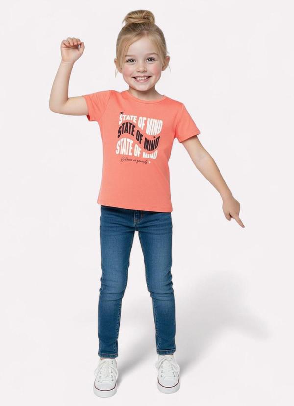 Kyly - Blusa Infantil Menina Decote Redondo Laranja