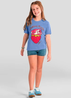 Brandili - Blusa Infantil Menina do Lotso Brilhante Azul - BRANDILI