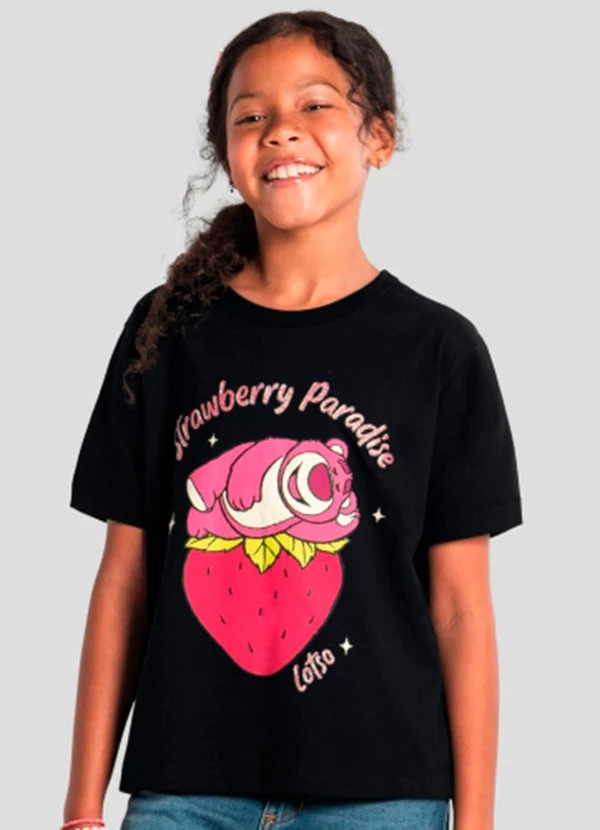 Brandili - Blusa Infantil Menina do Lotso Brilhante Preto 1