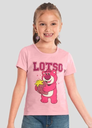 Brandili - Blusa Infantil Menina do Lotso com Brilho Rosa - BRANDILI