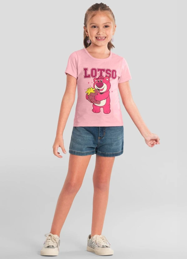Brandili - Blusa Infantil Menina do Lotso com Brilho Rosa 2
