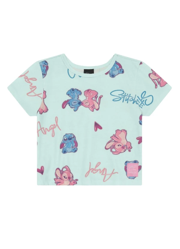 Brandili - Blusa Infantil Menina do Stitch Cropped Verde 3