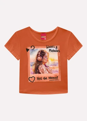 Kyly - Blusa Infantil Menina em Algodão Laranja - KYLY
