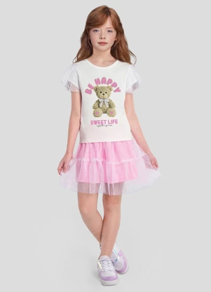 Mundi - Blusa Infantil Menina em Cotton Bege - MUNDI