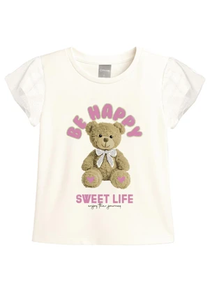 Mundi - Blusa Infantil Menina em Cotton Bege - MUNDI