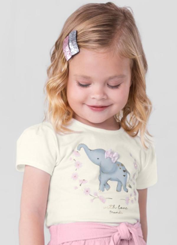 Brandili Mundi - Blusa Infantil Menina em Cotton  Natural