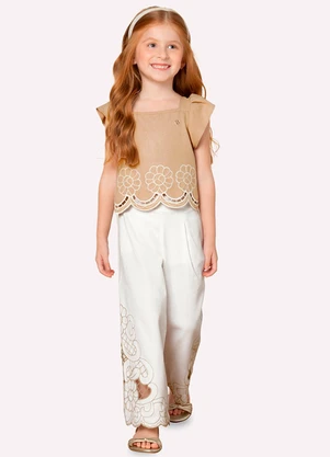 Blusa Infantil Menina em Linho Milon (Bege) - MILON