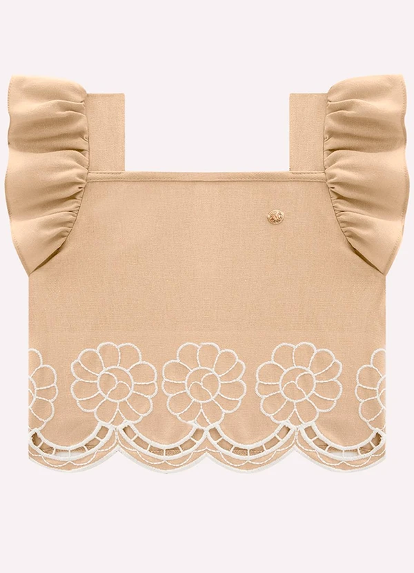 Milon - Blusa Infantil Menina em Linho Milon Bege 3