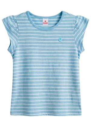 Brandili - Blusa Infantil Menina em Malha Azul - BRANDILI