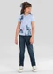 Brandili - Blusa Infantil Menina em Malha do Stitch Azul - variação: Azul