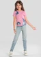 Brandili - Blusa Infantil Menina em Malha do Stitch Azul - variação: Rosa