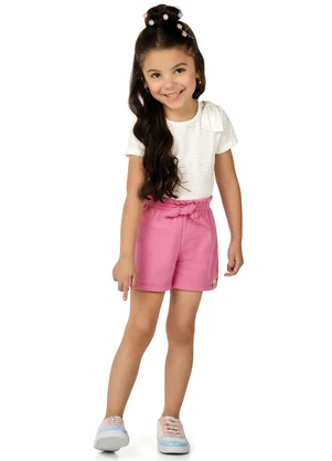 Marlan - Blusa Infantil Menina em Malha Poá Strass Bege - MARLAN