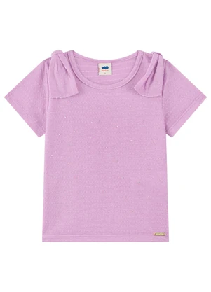 Marlan - Blusa Infantil Menina em Malha Poá Strass Roxo - MARLAN