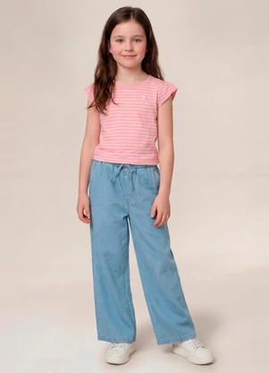 Brandili - Blusa Infantil Menina em Malha Rosa - BRANDILI