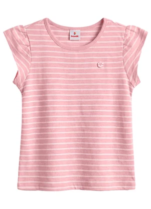 Brandili - Blusa Infantil Menina em Malha Rosa - BRANDILI