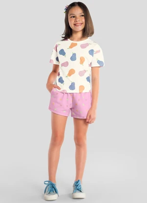 Brandili - Blusa Infantil Menina em Meia Malha Bege - BRANDILI