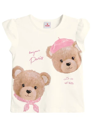 Brandili - Blusa Infantil Menina em Meia Malha Bege - BRANDILI