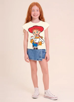 Brandili - Blusa Infantil Menina em Meia Malha Bege - BRANDILI