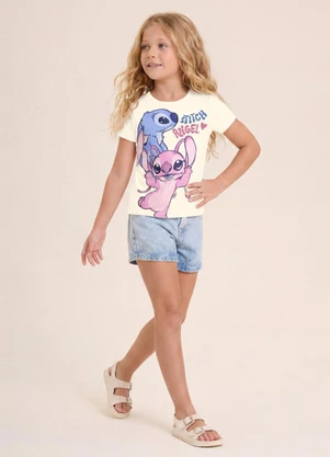 Brandili - Blusa Infantil Menina em Meia Malha Bege - BRANDILI
