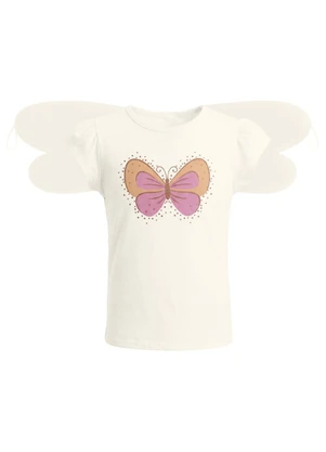Brandili - Blusa Infantil Menina em Meia Malha Bege - BRANDILI