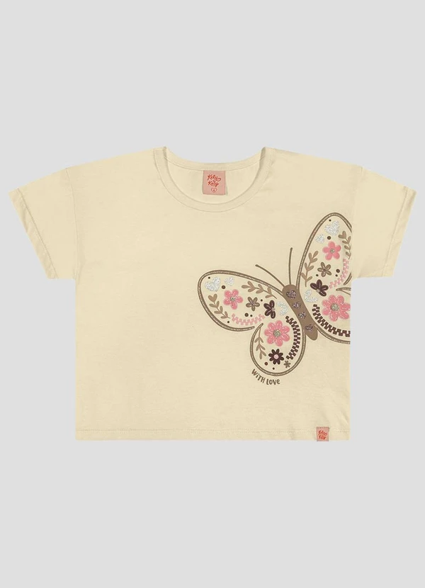Kely Kety - Blusa Infantil Menina em Meia Malha Bege