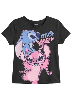 Brandili - Blusa Infantil Menina em Meia Malha Cinza - BRANDILI