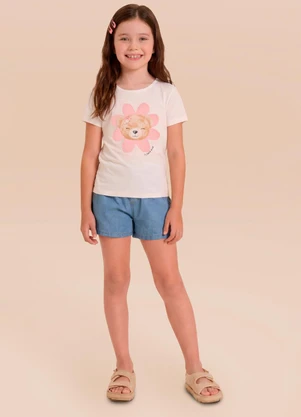 Brandili - Blusa Infantil Menina em Meia Malha Estampada - BRANDILI