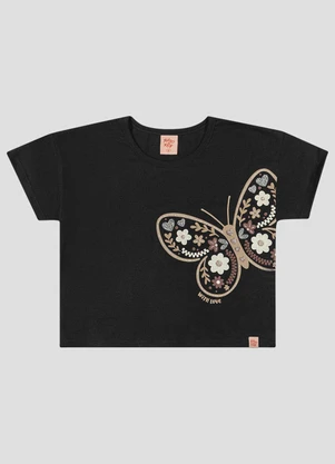 Kely Kety - Blusa Infantil Menina em Meia Malha Preto - KELY KETY