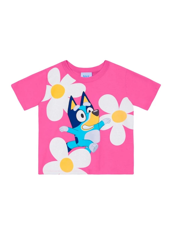 Brandili - Blusa Infantil Menina em Meia Malha Rosa