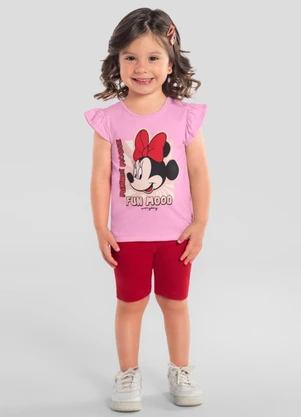 Brandili - Blusa Infantil Menina em Meia Malha Rosa - BRANDILI