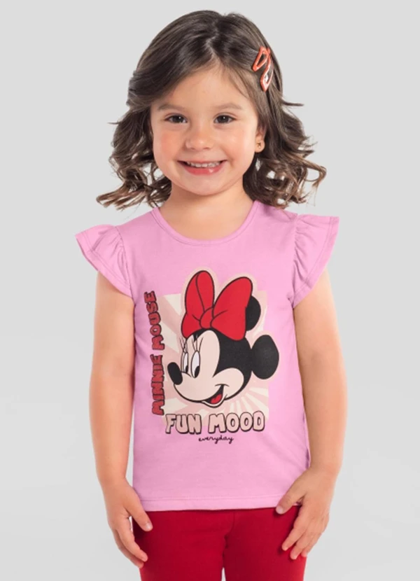 Brandili - Blusa Infantil Menina em Meia Malha Rosa
