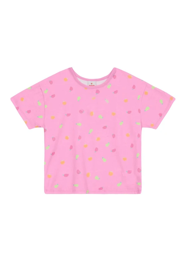 Brandili - Blusa Infantil Menina em Meia Malha Rosa